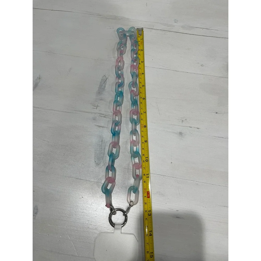 Phone Lanyard Charm Chain‎ Translucent Pastel Pink Blue Acrylic Links